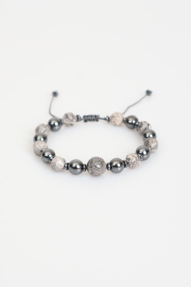 Jasper - Hematit Doğal Taş Makrome Bileklik - Görsel 4 - Safnaturel