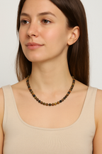 Kahverengi Firuze Doğal Taş Gümüş Aparatlı Tasarım Kolye