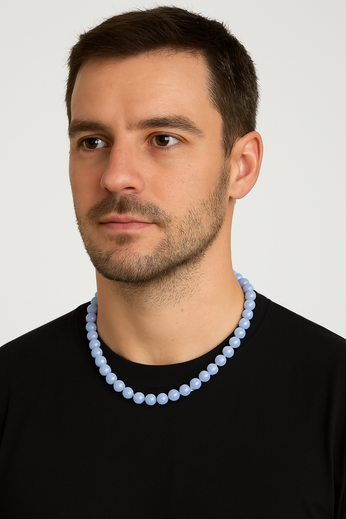 Kalsedon Doğal Taş Dizi Kolye 8 mm