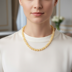 Kalsit 8 mm Düğümlü Doğal Taş Kolye