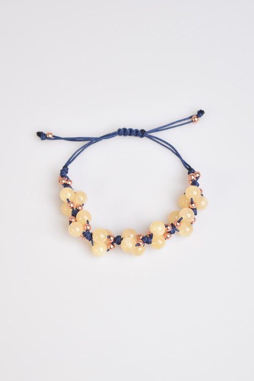 Kalsit Üçlü Makrome Özel Tasarım Bileklik 6 mm