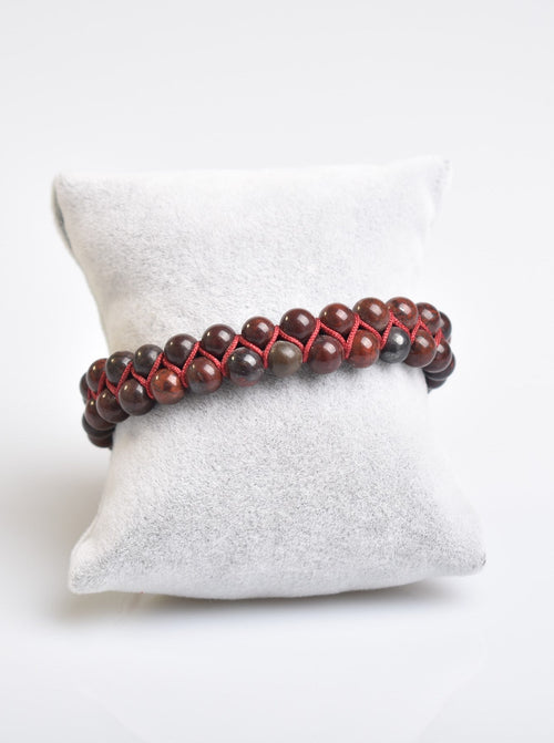 Kan Jasper 6mm Çift Sıra Makrome Doğal Taş Bileklik