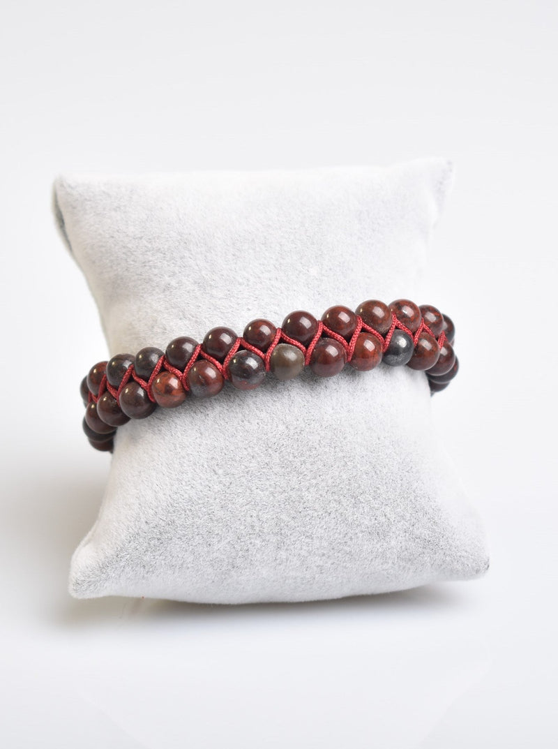 Kan Jasper 6mm Çift Sıra Makrome Doğal Taş Bileklik - Görsel 4 - Safnaturel