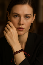 Kan Jasper 6mm Çift Sıra Makrome Doğal Taş Bileklik