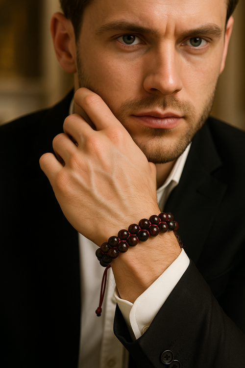 Kan Jasper 6mm Çift Sıra Makrome Doğal Taş Bileklik