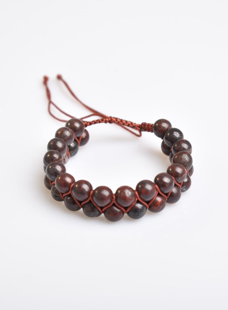 Kan Jasper 8mm Çift Sıra Makrome Doğal Taş Bileklik - Görsel 5 - Safnaturel