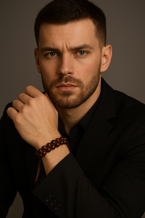 Kan Jasper 8mm Çift Sıra Makrome Doğal Taş Bileklik