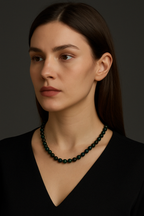 Kan Taşı 8 mm Düğümlü Doğal Taş Kolye