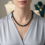 Kan Taşı 8 mm Düğümlü Doğal Taş Kolye