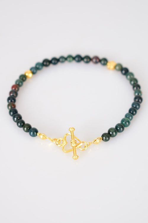 Kan Taşı Doğal Taş 925 Ayar Gümüş Kapama Bileklik - Ayışığı Koleksiyonu