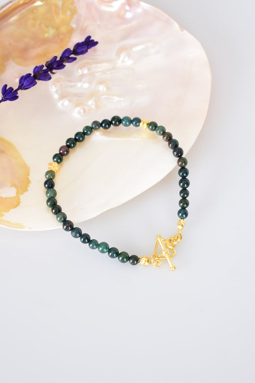 Kan Taşı Doğal Taş 925 Ayar Gümüş Kapama Bileklik - Ayışığı Koleksiyonu