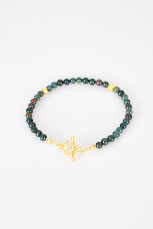 Kan Taşı Doğal Taş 925 Ayar Gümüş Kapama Bileklik - Ayışığı Koleksiyonu