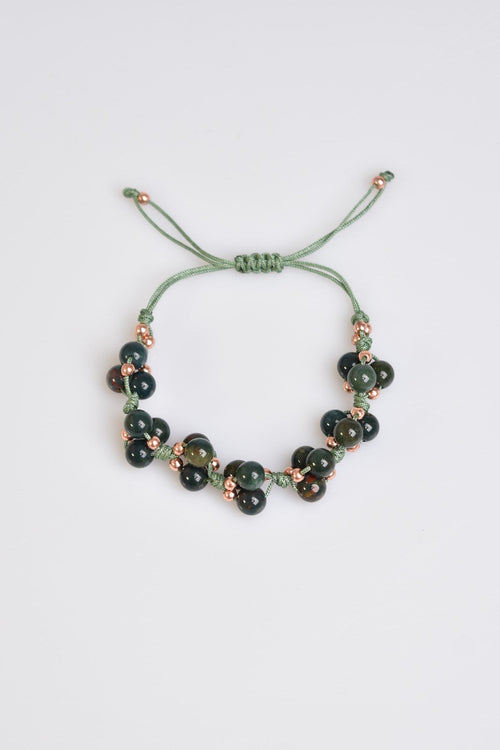 Kan Taşı Üçlü Makrome Özel Tasarım Bileklik 6 mm