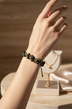 Kan Taşı Üçlü Makrome Özel Tasarım Bileklik 6 mm