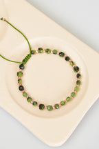 Kanada Yeşim Doğal Taş Makrome Örme Bileklik Fasetli Küp Kesim