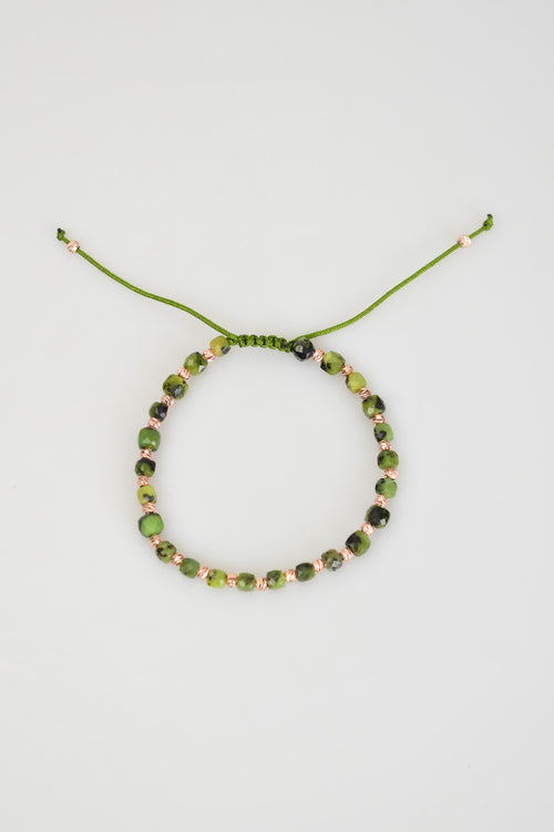 Kanada Yeşim Doğal Taş Makrome Örme Bileklik Fasetli Küp Kesim