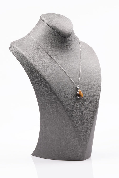 Kaplan Gözü Doğal Taş 925 Ayar Gümüş Kolye