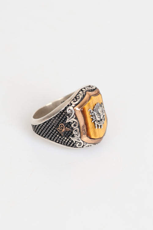 Kaplan Gözü Doğal Taş 925 Ayar Gümüş Yüzük