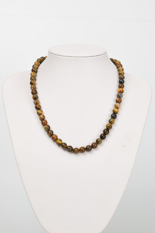 Kaplan Gözü Doğal Taş Dizi Kolye 8 mm