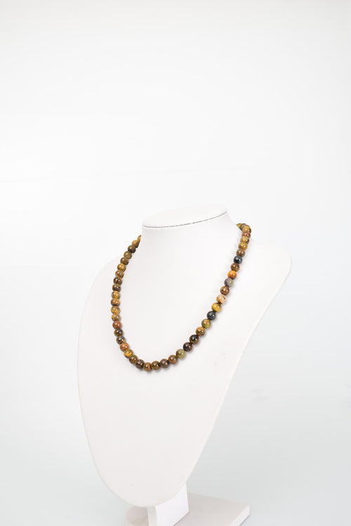 Kaplan Gözü Doğal Taş Dizi Kolye 8 mm