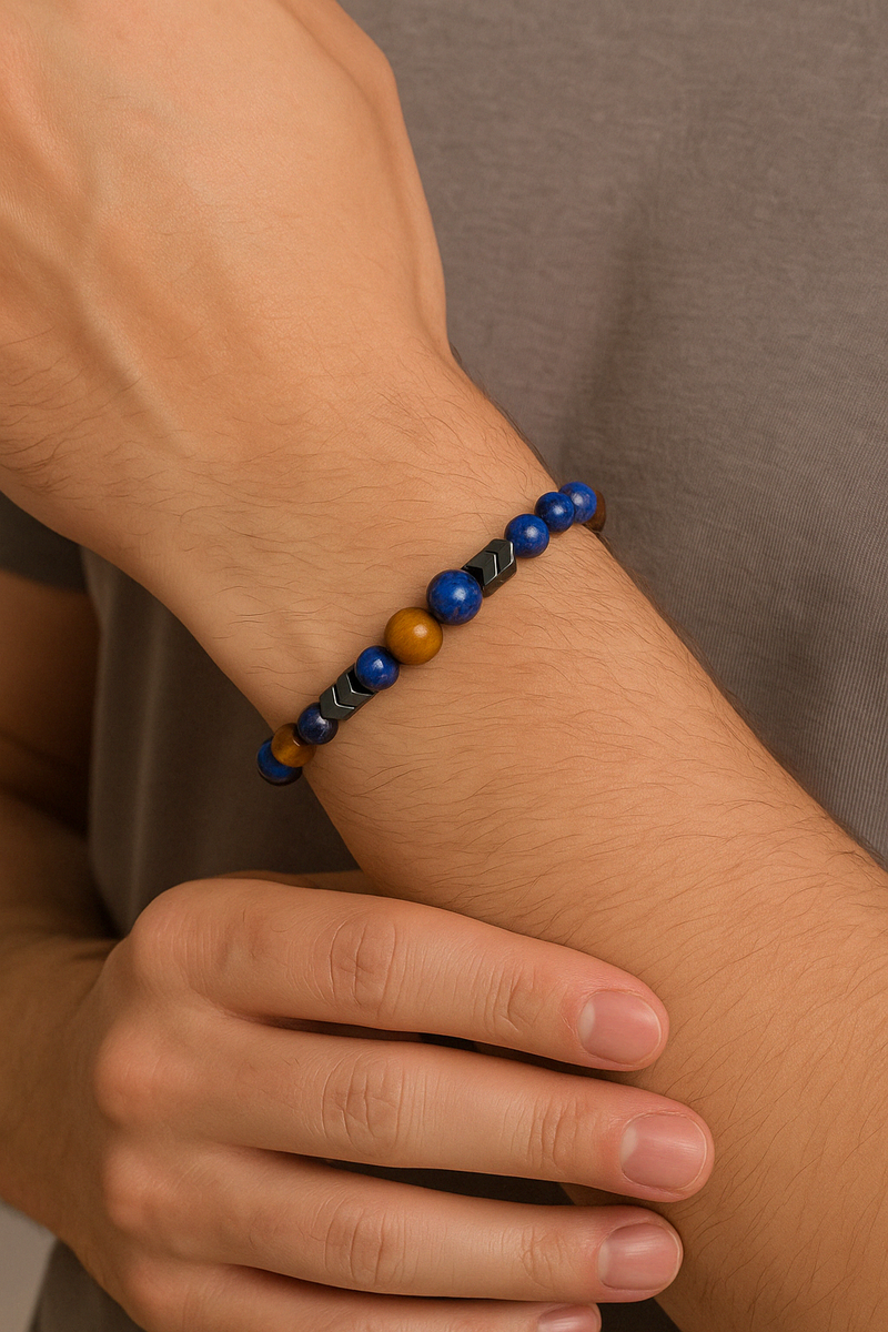 Kaplan Gözü - Hematit - Lapis Doğal Taş Unisex Bileklik - Görsel 1 - Safnaturel