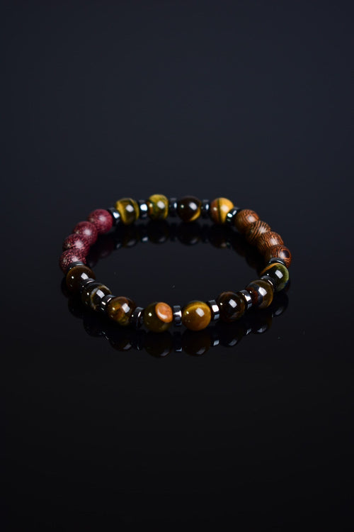 Kaplan Gözü - Hematit - Venge - Gül Ağacı Doğal Taş Unisex Bileklik