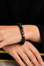 Kaplan Gözü - Lav Zirkon Aparatlı Doğal Taş Bileklik