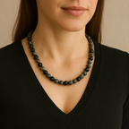 Snowy Obsidian 8 mm Series Natural Stone Necklace