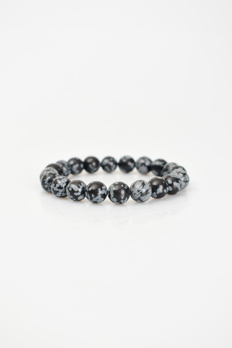 Karlı Obsidyen Doğal Taş Bileklik 10 mm - Görsel 5 - Safnaturel