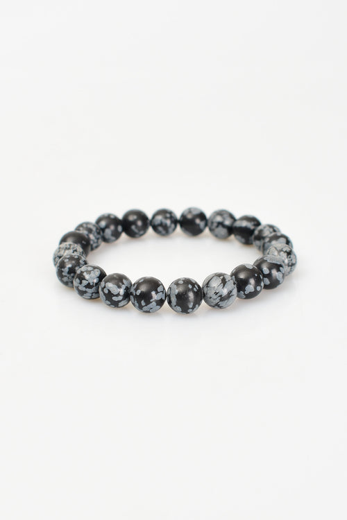Karlı Obsidyen Doğal Taş Bileklik 10 mm