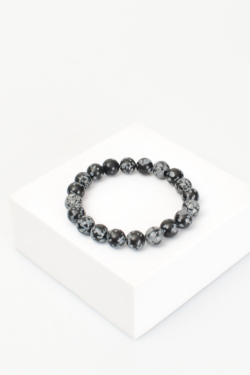 Karlı Obsidyen Doğal Taş Bileklik 10 mm - Görsel 4 - Safnaturel