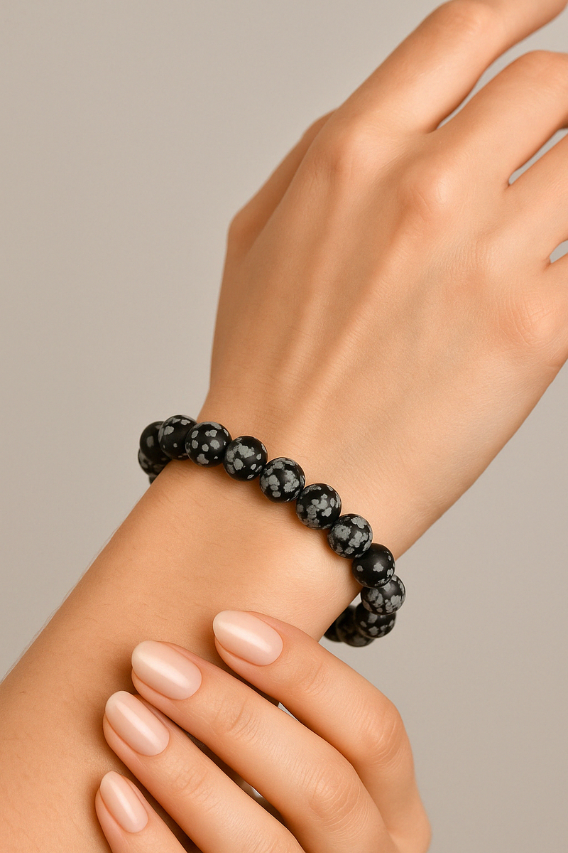 Karlı Obsidyen Doğal Taş Bileklik 10 mm - Görsel 1 - Safnaturel