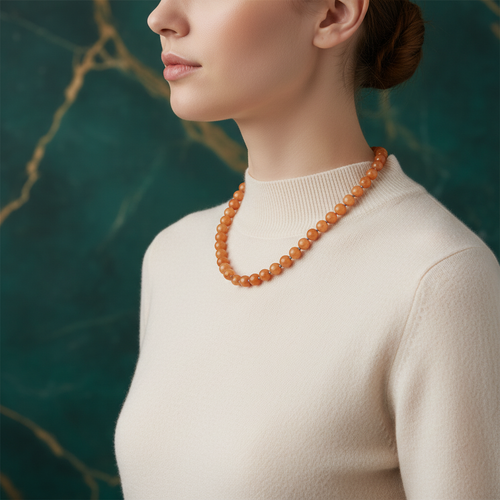 Karnelyan Akiği 8 mm Dizi Doğal Taş Kolye Düğümlü