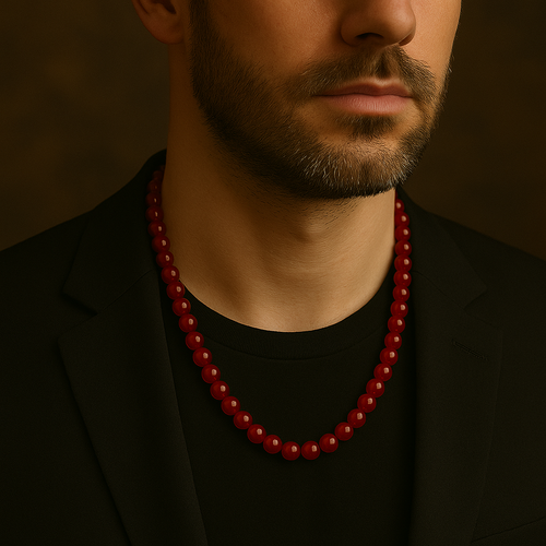 Kırmızı Akik 8 mm Dizi Doğal Taş Kolye