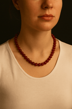 Red Agate 8 mm Knotted Natural Stone Necklace