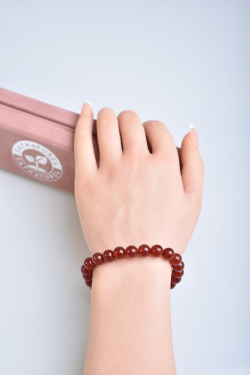 Kırmızı Akik Doğal Taş Bileklik 8 mm