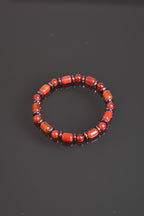 Red Agate - Hematite Natural Stone Bracelet