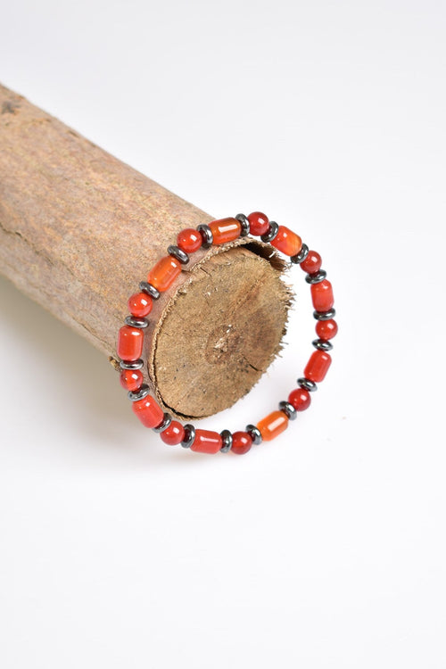 Kırmızı Akik - Hematit Doğal Taş Bileklik