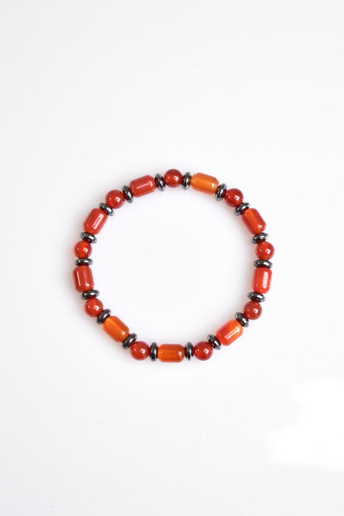 Red Agate - Hematite Natural Stone Bracelet