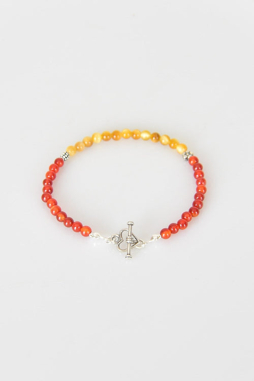 Red Agate-Yellow Tiger Eye Natural Stone 925 Sterling Silver Closure Bracelet-Moonlight Collection