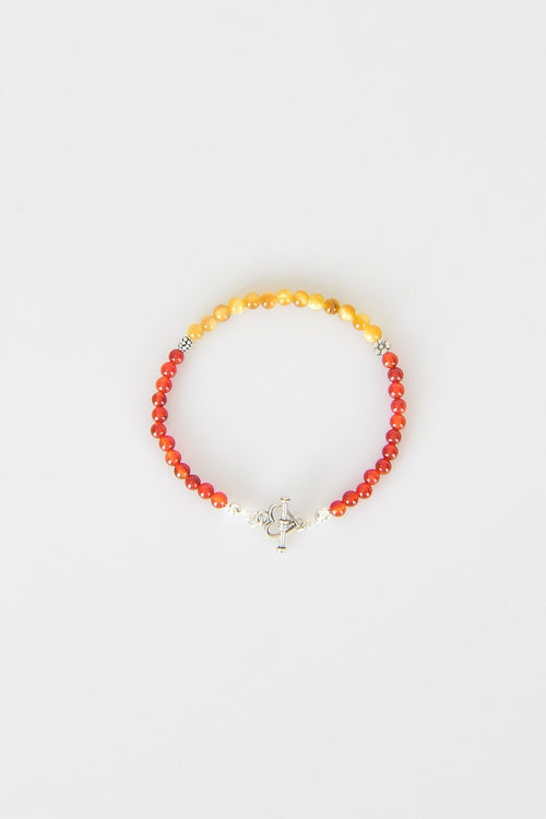 Red Agate-Yellow Tiger Eye Natural Stone 925 Sterling Silver Closure Bracelet-Moonlight Collection