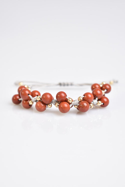 Kırmızı Jasper Üçlü Makrome Özel Tasarım Bileklik 6 mm