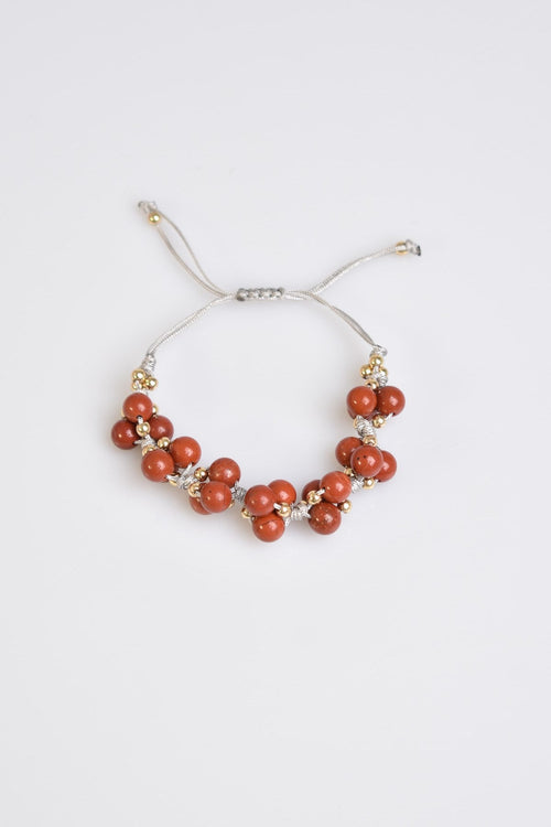 Kırmızı Jasper Üçlü Makrome Özel Tasarım Bileklik 6 mm