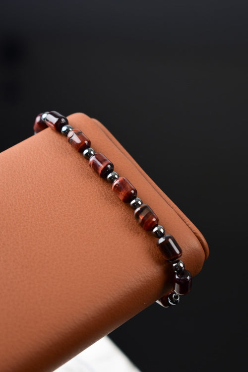 Kırmızı Kaplan Gözü - Hematit Doğal Taş Bileklik