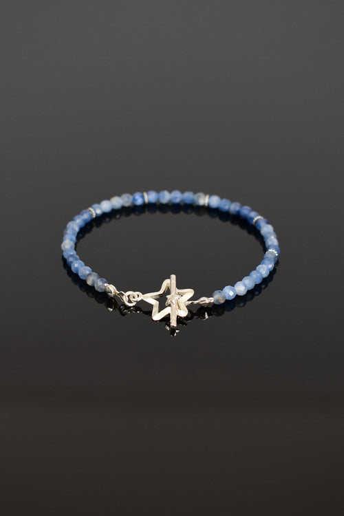 Kıyanit Doğal Taş 925 Ayar Gümüş Kapama Bileklik - Ayışığı Koleksiyonu