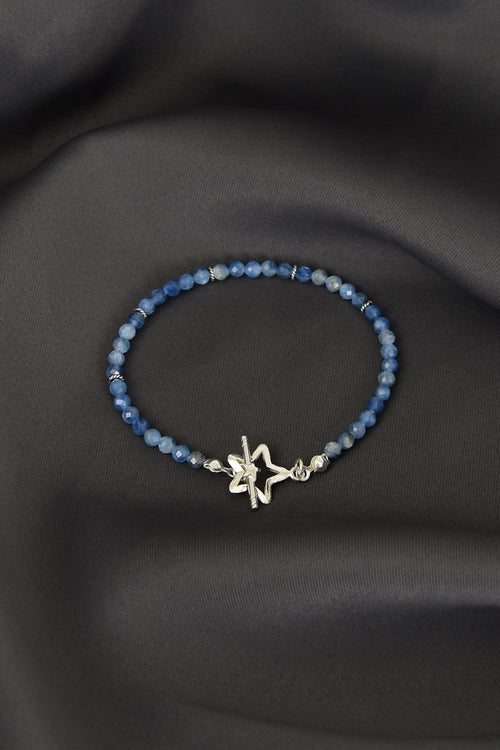 Kıyanit Doğal Taş 925 Ayar Gümüş Kapama Bileklik - Ayışığı Koleksiyonu