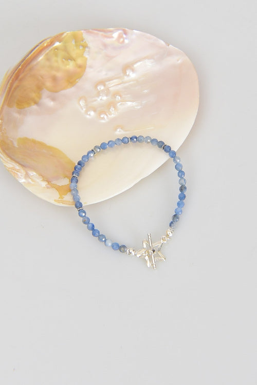 Kıyanit Doğal Taş 925 Ayar Gümüş Kapama Bileklik - Ayışığı Koleksiyonu