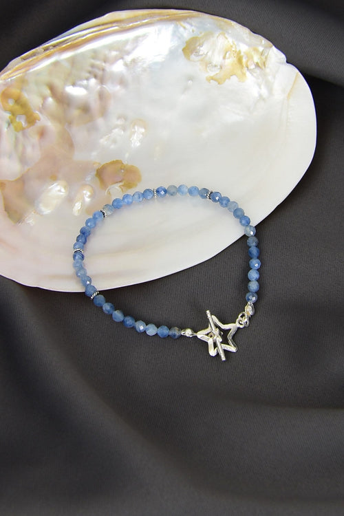 Kıyanit Doğal Taş 925 Ayar Gümüş Kapama Bileklik - Ayışığı Koleksiyonu