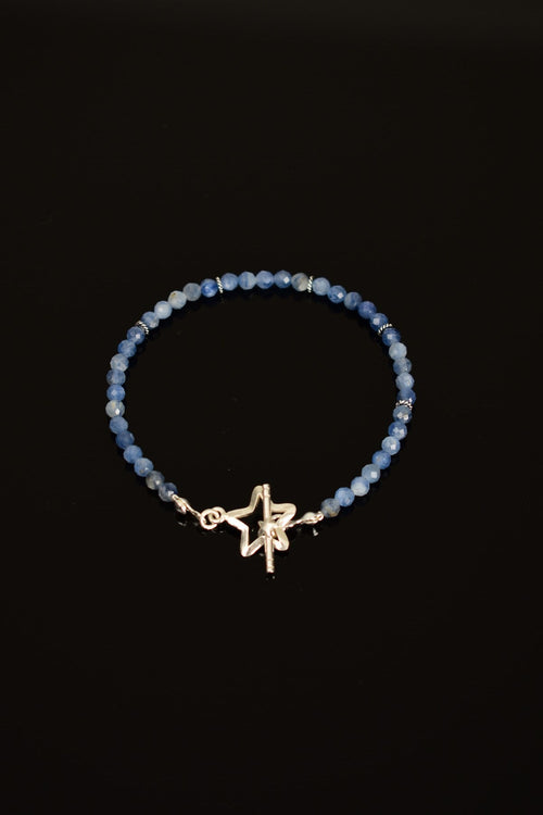 Kıyanit Doğal Taş 925 Ayar Gümüş Kapama Bileklik - Ayışığı Koleksiyonu