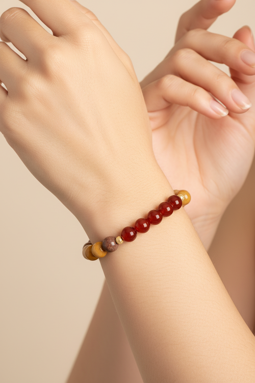 Koç Burcu - Akik - Jasper Doğal Taş Gümüş Aparatlı Bileklik